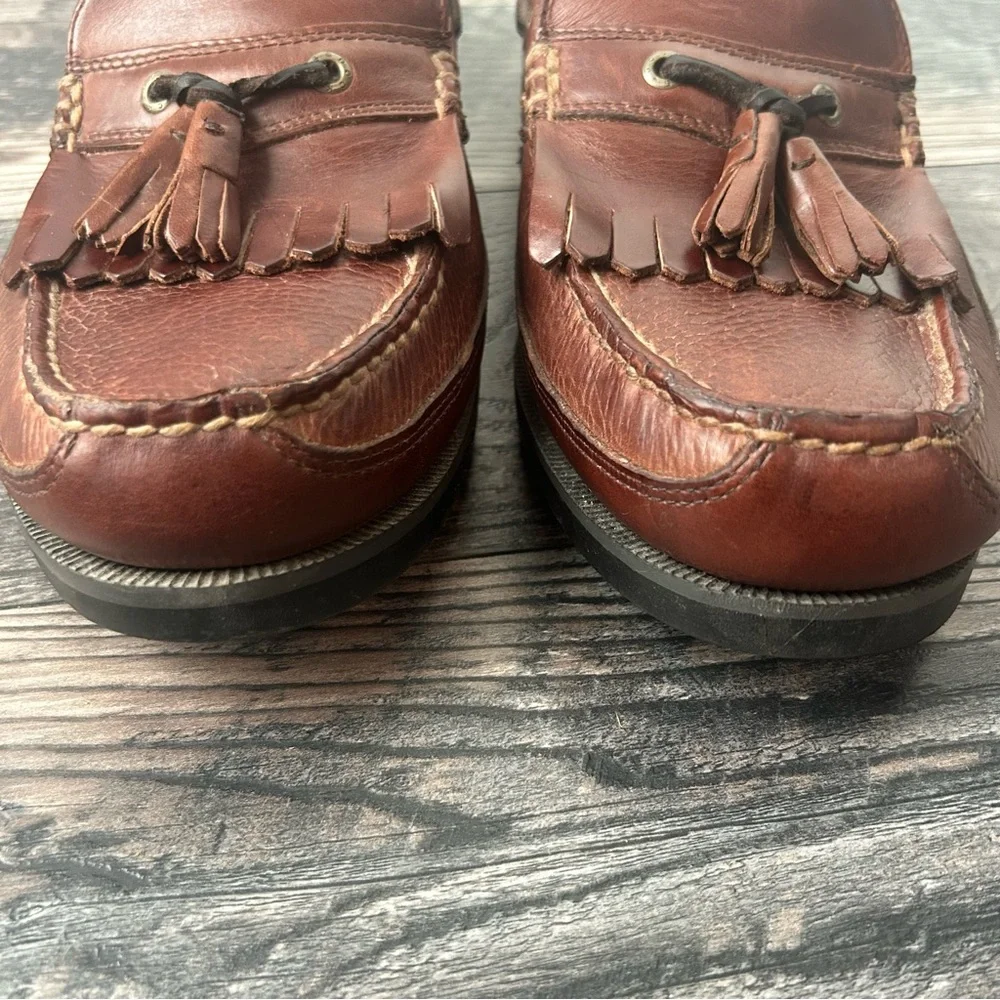 Dockers Men's Brown Leather Slip On Loafers Tassels Kiltie Size 13
